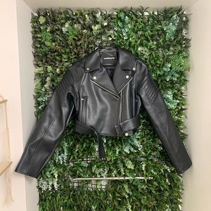 Maniere De Voir Vegan Leather Biker Jacket